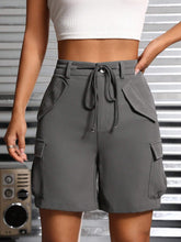 PETITE Flap Pocket Side Drawstring Waist Cargo Shorts